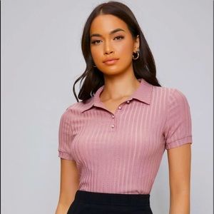 Pink Polo Short Sleeve Business Casual